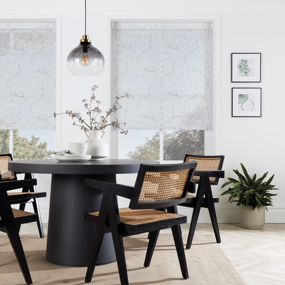 Cherry Blossom Misty Blue Roller Blind