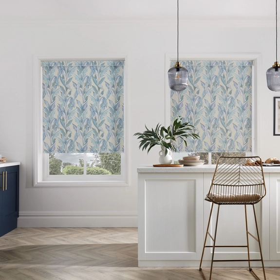 Paradise Blackout Palm Blue Roller Blind