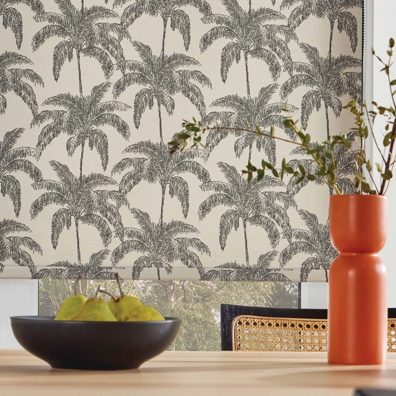 Vintage Palm Black Roller Blind