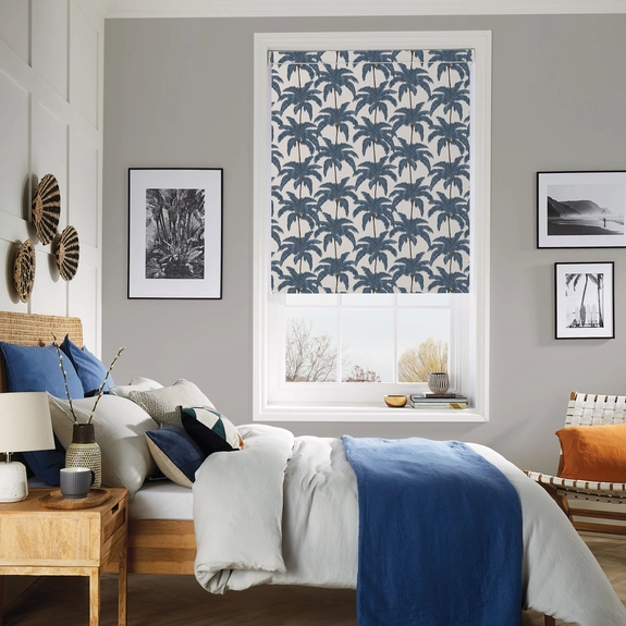 Vintage Palm Indigo Roller Blind