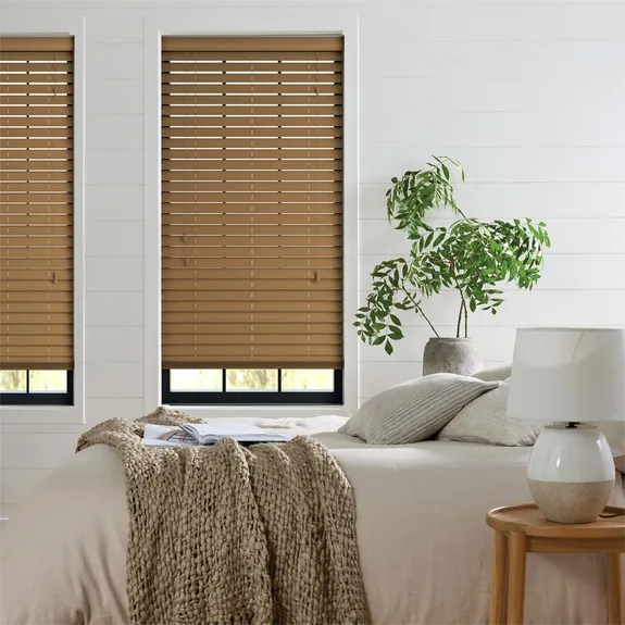Harlow ST 35mm Tape Faux Wood Blind | Post my Blinds Ltd